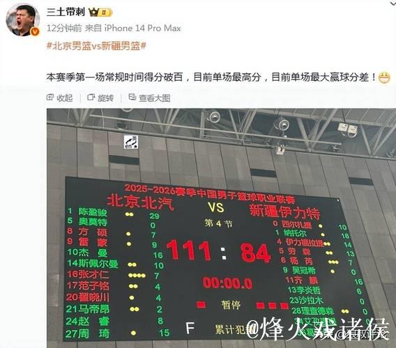 北京轰111分创赛季新高引热议!两战百回合133.8分联盟第一 北京轰111分创赛季新高引热议!两战百回合133.8分联盟第一